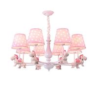 QTANZIQI de Chambre de Cheval en Bois de Dessin animé Rose E27, de Couleur Pastorale américaine créative, Salon d'étude de Chambre à Coucher-Rose. 8 tête