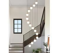 QTANZIQI D'escalier Forme De Gourde Lumières Minimaliste Énorme Suspension pour Haut Plafond Salon Villa Duplex Éclairage Variable Lumière du Jour, Lumière Blanche, Y(Size:15 Balls,Colo