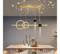 QTANZIQI doré Moderna - Lampe Suspendue à Projection de Lune d'étoiles pour Salle à Manger, îlot de Cuisine, Salle de Petit-déjeuner, Salon, Chambre à Coucher, plafonnier élégant