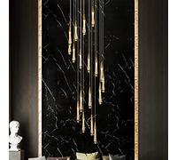 QTANZIQI en Cristal LED à 18 lumières, Variable, Pendentif de Plafond doré, pour Salon, Hall escaliers, luminaire élégant de 90W