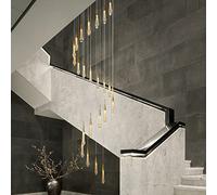 QTANZIQI en Cristal LED à intensité Variable 24 lumières Pendentif de Plafond doré pour Salon Couloir escaliers élégant luminaire de Luxe 120W