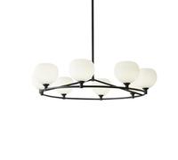 QTANZIQI en Verre créatif scandinave G9, Circulaire Tout en cuivre Noir, lumière Principale du Salon Minimaliste Italien, pour Chambre à Coucher, Salle à Manger, 8 têtes