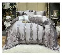 QTANZIQI Ensemble de literie de Luxe en Satin de Haute précision Ensemble de draps de lit Queen King Size de Luxe Housse de Couette brodée Parure de lit Adulte, literie, Bleu, JM-021, Gris, Queen