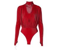 QTANZIQI Fashion Deep V-Neck Long Sleeve Skinny Bodysuit Rompers Women Jumpsuits Office Lady Slim Bodysuits Overalls Tops