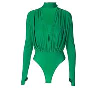 QTANZIQI Fashion Deep V-Neck Long Sleeve Skinny Bodysuit Rompers Women Jumpsuits Office Lady Slim Bodysuits Overalls Tops