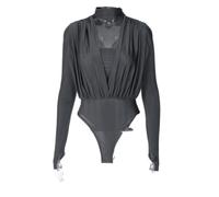 QTANZIQI Fashion Deep V-Neck Long Sleeve Skinny Bodysuit Rompers Women Jumpsuits Office Lady Slim Bodysuits Overalls Tops