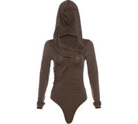 QTANZIQI Harajuku 2000s Vintage Y2K Grunge Bodysuits Women Gothic Casual Bodycon Tops Fashion Long Sleeve Slim Hooded Jumpsuit Party