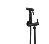 QTANZIQI Kit de Douche brossé doré, Noir, Chrome, Gris, pulvérisateur de Bidet à Main, Robinet de Toilette Mural, Valve Shattaf, Pomme de Douche à Jet (Tuyau en PVC Noir)
