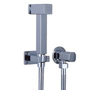 QTANZIQI Kit de pulvérisateur de Bidet à Main Poli chromé avec Bouton Poussoir, Ensemble de Douche carré en Laiton, Robinet de Bidet Mural pour Eau Froide, Installation Facile Pratique à Utiliser