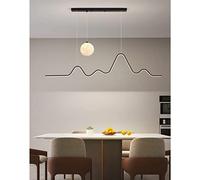 QTANZIQI Lampe à Suspension LED - Lune 3D, 150 cm Noir, réglable 3000-6500K, télécommande, luminaire de Salle à Manger de Salon