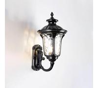 QTANZIQI Lampes murales Appliques Luminaire extérieur étanche Applique Murale Abat-Jour en Verre martelé IP65 Lanterne Murale Décor Lampes de Porche Extérieur Maison (Noir)