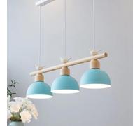 QTANZIQI Lampes suspendues linéaires industrielles à 3 lumières - à dôme en Bois en métal pour îlot de Cuisine, Salle à Manger, Ferme Restaurant, décoration Nordique