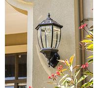 QTANZIQI Lanterne Murale Solaire Vintage avec télécommande à intensité Variable, Lampes de Antiques E27, Lampe extérieure étanche avec capteur de lumière pour éclairage extérieur.