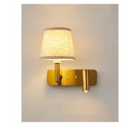 QTANZIQI LED de Luxe Chevet liseuse luminaire E27/E26 Angle réglable Applique Spot Double Abat-Jour en Tissu,