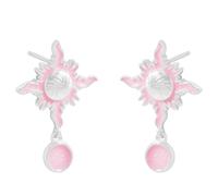 QTANZIQI Lllunimon Boucles d'oreilles en Argent Sterling pour Femme, Clous d'oreille en émail Rose Soleil Dieu Flamme, Bijoux de rêve Quotidiens élégants, Cadeau pour Petite Amie/sœurs