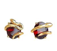 QTANZIQI Lllunimon Boucles d'oreilles en zircone cubique, Clous d'oreilles en cuivre Grenat plaqué Or 18 carats, Bijoux rétro Quotidiens, Cadeau pour Maman/Petite Amie