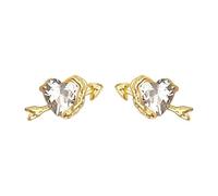 QTANZIQI Lllunimon Boucles d'oreilles en zircone cubique, Clous d'oreilles plaqués Or 18 carats, Bijoux romantiques élégants au Quotidien, Cadeau pour Maman/Petite Amie/Soeurs