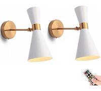 QTANZIQI Lot de 2 Appliques murales Noires fonctionnant à Piles avec télécommande, éclairage Contemporain pour Chambre à Coucher, Salon, Couloir, luminaires Non câblés