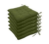 QTANZIQI Lot de 6 Coussins d'extérieur d'intérieur imperméables avec Attaches pour terrasse, Cuisine, Bureau - Vert Olive 40 x 40 cm