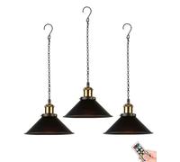 QTANZIQI Luminaire Suspendu Portable Rechargeable avec télécommande, Lanterne de alimentée par Batterie sans Fil pour intérieur extérieur Porche Patio Noir (Paquet de 3)