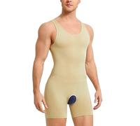 QTANZIQI Men's Shapewear Bodysuit Full Body Compression Slimming Suit Breathable Open Crotch Bodysuit