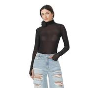 QTANZIQI Mesh Flower Gloves Club Women Bodysuits Turtleneck Long Sleeve Streetwear Fashion Jumpsuits Slim Sheath Tops Female