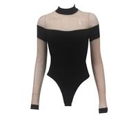 QTANZIQI Mesh See Through Bodysuits Women Jumpsuits Long Sleeve Turtleneck Skinny Rompers Woman Party Elegant Overalls Tops
