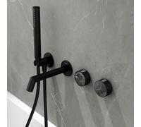 QTANZIQI Mitigeur de Bain Noir avec doucheRobinet de Baignoire à Levier Unique pour Salle de Bain Mélangeur de Douche encastré T élégant Parfait pour la rénovation de la Maison