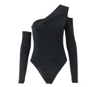 QTANZIQI One Shoulder Slim Bodysuit Women Rompers Autumn Mesh See Through Beach Jumpsuits Female Bodies Ladies Overalls Tops