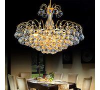 QTANZIQI Plafonnier à Hauteur réglable pour Le Salon, étincelant, Perles cristallines E14 Pendant la Lampe, galvanoplastie dorée 65 x 45 cm