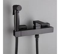 QTANZIQI Pulvérisateur de Bidet à Main Noir Mat pour Toilettes, Salle de Bain, Douche Musulmane, Robinet de Bidet Portable Mixte avec poignée Unique, Couche en Tissu à Montage Mural, kit de Robinet