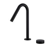QTANZIQI Robinet à poignée Unique mitigeur de lavabo en Or brossé comptoir de Salle de Bain Eau Chaude Froide Robinet de lavabo en Laiton pour salles de Bains, Cuisines, Jardins (Noir, G1/2)
