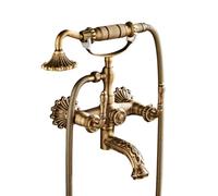 QTANZIQI Robinet de Baignoire Mural en Laiton, mitigeur à Double poignée avec douchette Tuyau de 1,5 m, luminaire de Salle de Bains de Style Antique, mélangeur d'eau élégant pour la Maison