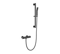 QTANZIQI Robinet de Bain Cascade Mural Noir avec mitigeur de Douche, Fixation de Baignoire à 2 Trous, système de Douche élégant pour décoration de Salle de Bain contemporaine