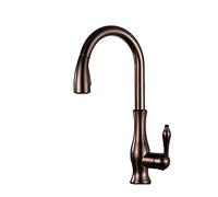 QTANZIQI Robinet de Cuisine extractible Robinet d'eau Chaude Froide télérotatif Finition Marron cuivre Mélangeur d'évier de lavabo Polyvalent Or Poli robinets de Cuisine élégants
