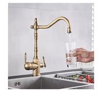 QTANZIQI Robinet de Cuisine gastronomique Robinet pivotant en cuivre Noir Mélangeur d'évier d'eau Chaude Système de Purification d'eau 3 en 1 élégant pour Les Cuisines (dans Le Style