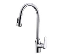QTANZIQI Robinet de Cuisine Mitigeur d'Évier Pulvérisateur Pivotant à 360°, Bec Pull Down Robinet Monobloc à Levier Unique Double Voie Mode de Pulvérisation d'eau Robinet en Laiton Massif,