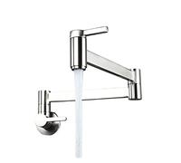 QTANZIQI Robinet de Cuisine Mural Pliable à Double Commande, Robinet d'eau Froide Unique, mélangeur d'évier Extensible doré Noir, Parfait pour Les casseroles Les vadrouilles, luminaire de