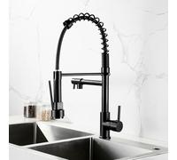 QTANZIQI Robinet de Cuisine Noir avec pulvérisateur extractible, mitigeur d'eau Chaude Froide en Laiton, Robinet d'évier monotrou, Robinet de Cuisine pour Une décoration intérieure élégante
