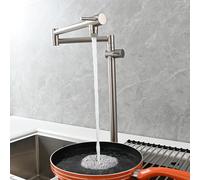 QTANZIQI Robinet de Cuisine Pliable monotrou Double Levier en Laiton brossé mitigeur d'eau Chaude Froide Robinet d'évier élégant pour Cuisines Installation Facile