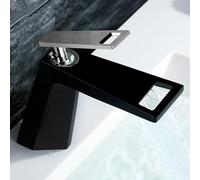 QTANZIQI Robinet de lavabo de Salle de Bain Torneira Para Banheiro Robinet Noir Robinets de lavabo montés sur Le Pont Grifo Lavabo Mélangeur Chaud-Froid Grue 855750 (Couleur : Noir Chrome)