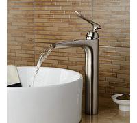 QTANZIQI Robinet de lavabo en cuivre Vintage avec Bec Cascade pour évier de Salle de Bain Mélangeur d'eau Chaude Froide à poignée Unique Robinet de lavabo en céramique avec Connexion Unique