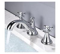 QTANZIQI Robinet de Salle de Bain Noir Robinet mitigeur Chaud col à 3 Trous à Montage sur Pont 2 poignées pour Baignoire évier Luminaire de Salle de Bain élégant pour Une décoration améliorée