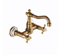 QTANZIQI Robinet de Salle de Bains Mural Noir, Robinet de Baignoire Double H, mélangeur d'eau Chaude Froide, Style Antique, Finition Gris Clair, Parfait pour la rénovation de la Maison Les