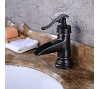 QTANZIQI Robinet d'évier Cascade, mitigeur d'évier à Levier Unique avec trop-Plein réglable Chaud Froid, mitigeur de lavabo rétro Noir pour hôtel, Toilettes, Cuisine, Restaurant, A (Couleur