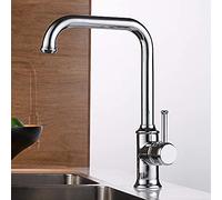 QTANZIQI Robinet d'évier de Cuisine Antique en cuivre Argent Noir mélangeur d'eau Froide Chaude Robinet de Cuisine monotrou à poignée Unique 7, Noir (Couleur : Argent)