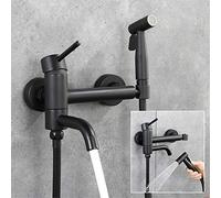 QTANZIQI Robinet mitigeur de pulvérisation de Bidet de Toilette à Main Noir, Montage Mural en cuivre, Nettoyage de Salle de Bains, Douche Shattaf Froide Chaude