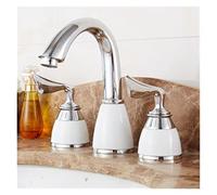 QTANZIQI Robinet mitigeur de Salle de Bains, Ensemble de 3 pièces, Robinet d'évier monté sur Le Pont, lavabo, Ensemble de robinets de Toilette, Finition Robinet mitigeur Large de 8 Pouces