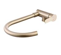 QTANZIQI Robinet mitigeur d'évier de Cuisine Pliable à l'intérieur de la fenêtre, Robinet de Cuisine en Acier Inoxydable doré brossé, Eau Chaude Froide pivotante, robinets mélangeurs