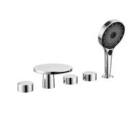 QTANZIQI Robinets de Baignoire Ensemble de Robinet de Baignoire 5 Trous Cascade Chaud Froid Laiton Double Poignée Extractible Salle de Bain Cascade Baignoire Douche Mitigeur pour Salle de Bain